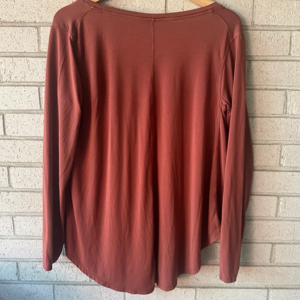 Lululemon Up for Down Time Long Sleeve Shirt | Silk Blend | Sz 6 Dark Terracota